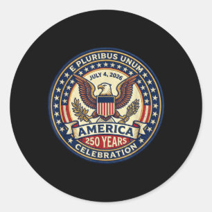 America 250 Years Celebration July 4 2026 E Classic Round Sticker