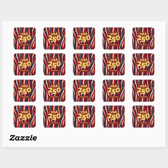 America 250 Years Custom Patriotic  Square Sticker (Sheet)