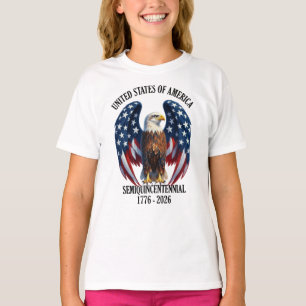 America 250 Years Eagle with Flag Wings 1776-2026 T-Shirt