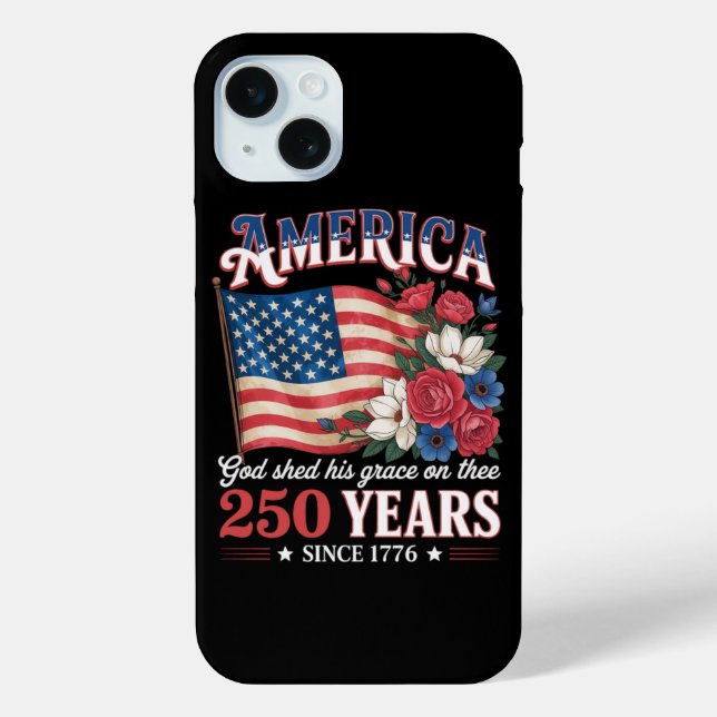 America 250 Years Flag Floral Case-Mate iPhone Case (Back)