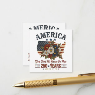 America 250 Years Flag Floral Enclosure Card
