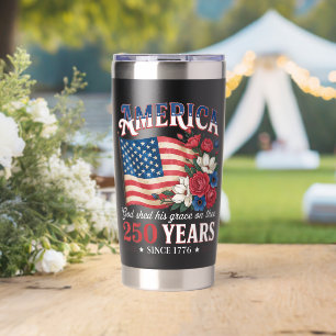 America 250 Years Flag Floral Insulated Tumbler