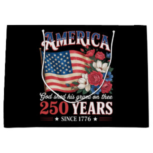 America 250 Years Flag Floral Large Gift Bag