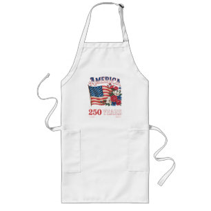 America 250 Years Flag Floral Long Apron