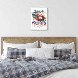 America 250 Years Floral Flag Canvas Print
