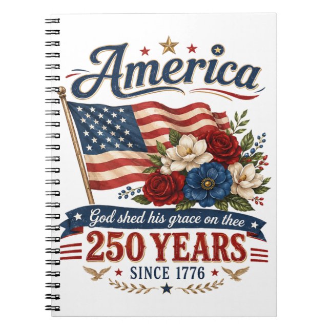 America 250 Years Floral Flag Notebook (Front)