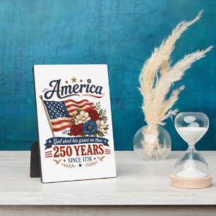 America 250 Years Floral Flag Plaque