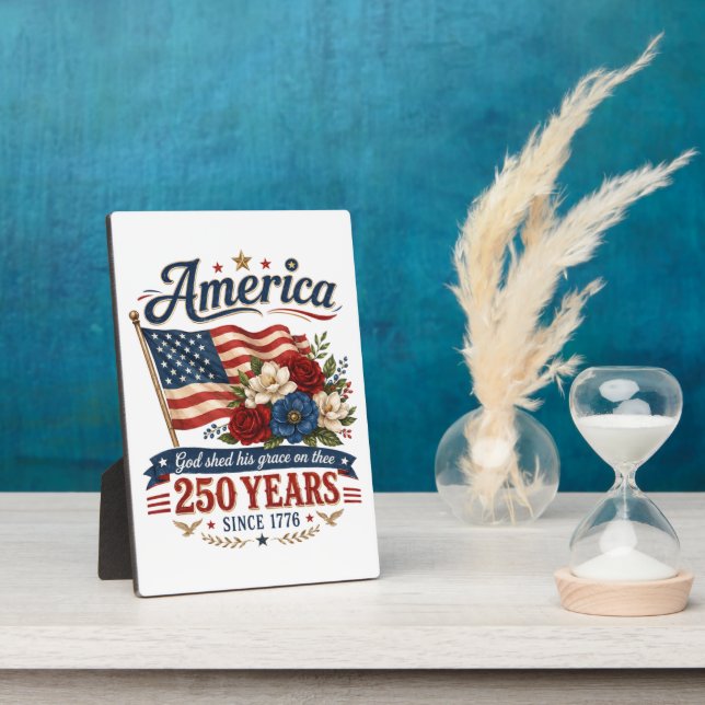 America 250 Years Floral Flag Plaque (Side)