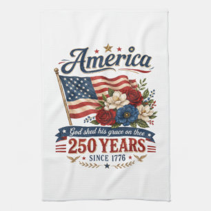 America 250 Years Floral Flag Tea Towel
