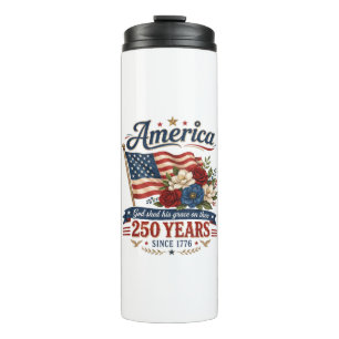 America 250 Years Floral Flag Thermal Tumbler