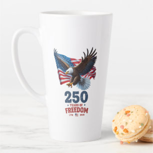 America 250 Years Of Freedom Bald Eagle USA Flag Latte Mug