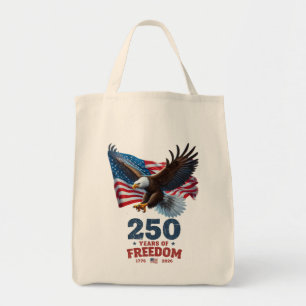 America 250 Years Of Freedom Bald Eagle USA Flag Tote Bag