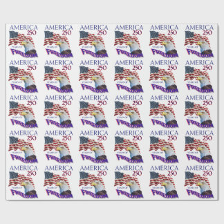 America 250 Years of Freedom Flag with Bald Eagle Wrapping Paper