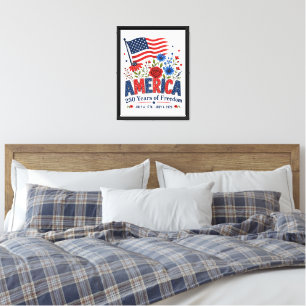 America 250 Years of Freedom Floral Flag Canvas Print