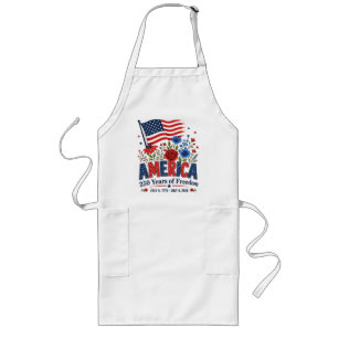 America 250 Years of Freedom Floral Flag Long Apron