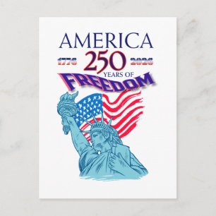 AMERICA 250 YEARS OF FREEDOM STATUE OF LIBERTY ANNOUNCEMENT POSTCARD