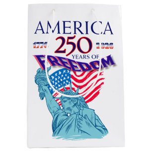 AMERICA 250 YEARS OF FREEDOM STATUE OF LIBERTY MEDIUM GIFT BAG