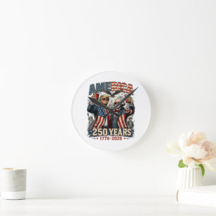 America 250 Years Patriotic Celebration Round Clock