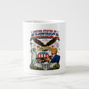 America 250 Years Patriotic Eagle Celebration Large Coffee Mug
