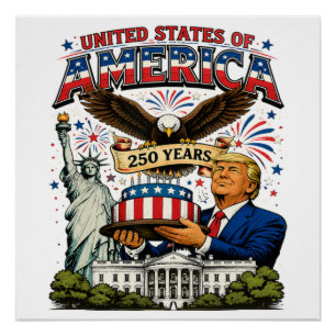 America 250 Years Patriotic Eagle Celebration Poster