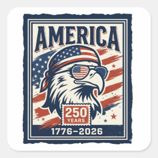 America 250 Years Patriotic Eagle Independence Day Square Sticker
