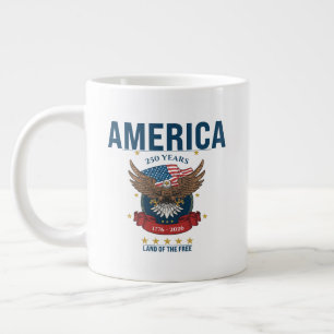 America 250 Years Patriotic Land of the Free Large Coffee Mug
