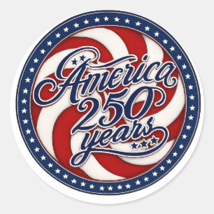 America 250 Years Patriotic Swirl Emblem Retro Ame Classic Round Sticker