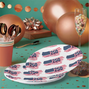  America 250 Years Retro Flag 250th Anniversary Paper Plate