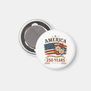 America 250 Years Since 1776 Patriotic Floral Flag Magnet