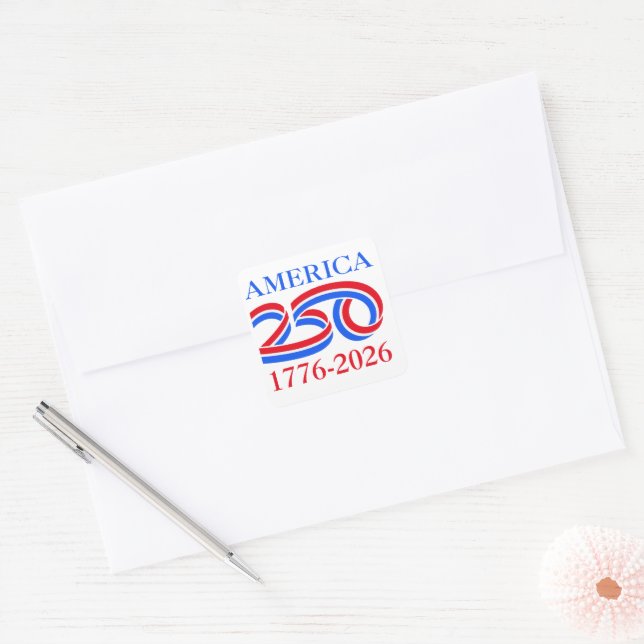 America 250th Anniversary 1776-2026 Patriotic  Square Sticker (Envelope)