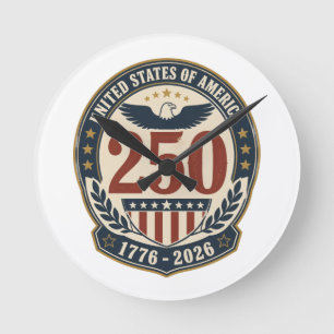 America 250th Anniversary 1776-2026 Wall Clock