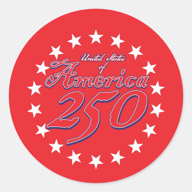 America 250th Anniversary Classic Round Sticker (Front)