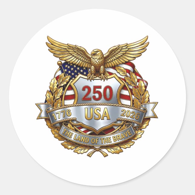 America 250th Anniversary Classic Round Sticker (Front)