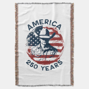 America 250th Anniversary Cowboy 1776-2026 Throw Blanket