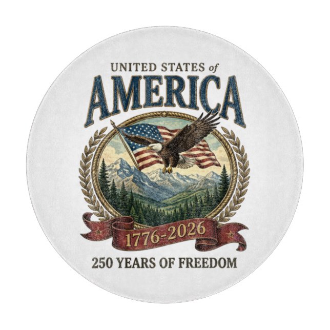 America 250th Anniversary Cutting Board (Front)