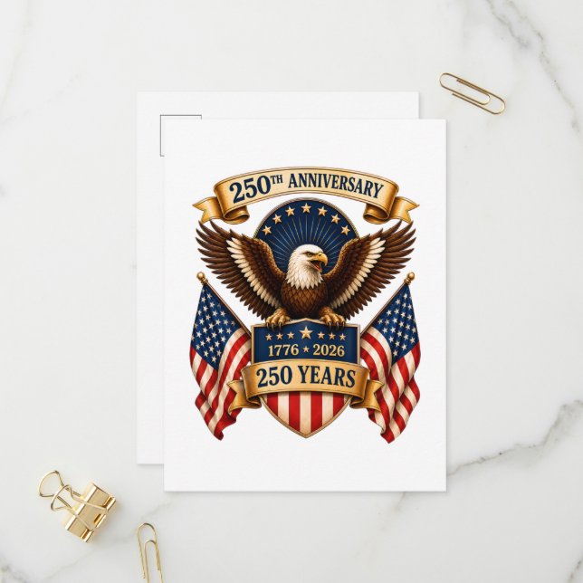 America 250th Anniversary Eagle Invitation Postcard (Front/Back In Situ)