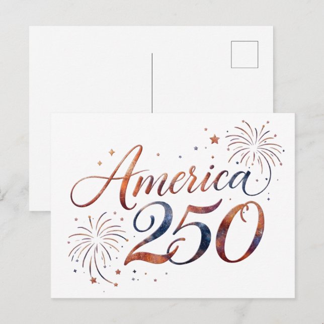America 250th Anniversary Fireworks – Elegant  Invitation Postcard (Front/Back)