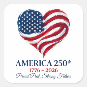 America 250th Anniversary Flag Heart Sticker