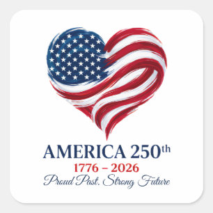 America 250th Anniversary Flag Heart Sticker