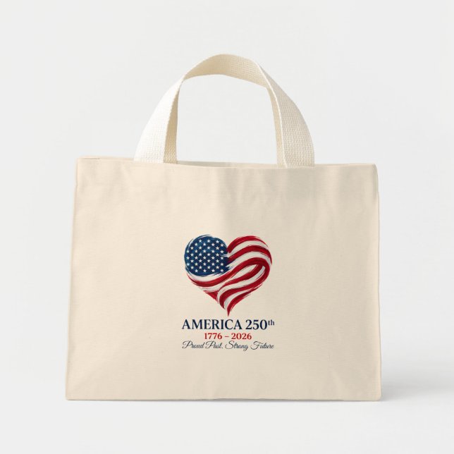 America 250th Anniversary Flag Heart Tiny Tote (Front)