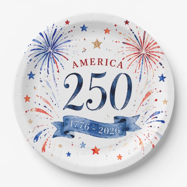 America 250th Anniversary Paper Plates (Front)