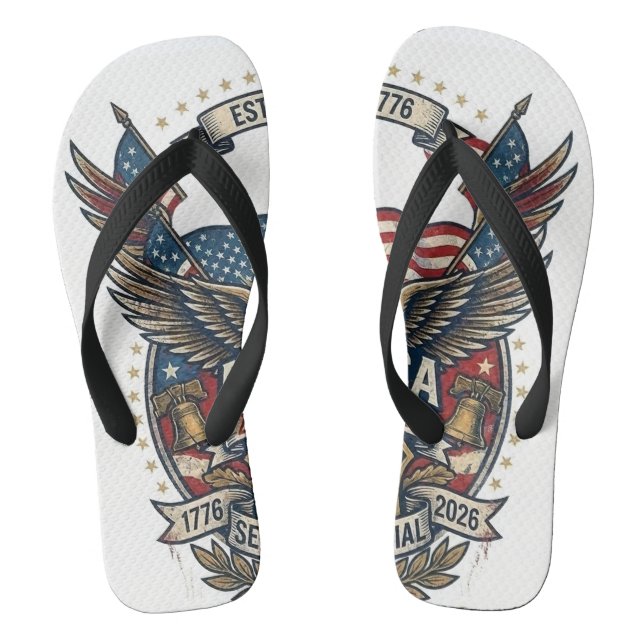 America 250th Anniversary Patriotic 1776 Freedom  Jandals (Footbed)