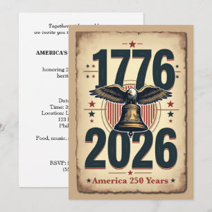 America 250th Anniversary Patriotic Historic Invitation