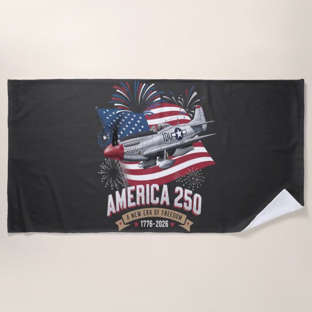 America 250th Anniversary Plane Beach Towel (Front)