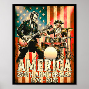 America 250th Anniversary Rock Band Patriotic Poster