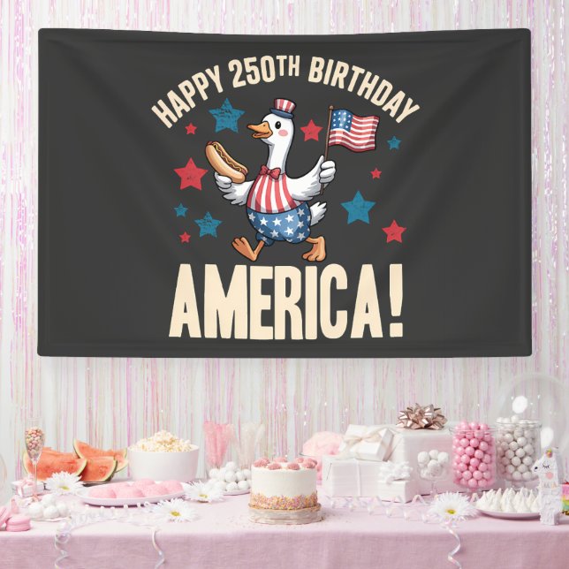 America 250Th Anniversary Silly Patriotic Goose Banner (Party)