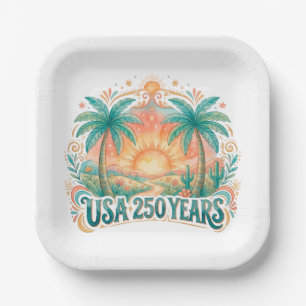 America 250th anniversary USA Palm Beach Paper Plate