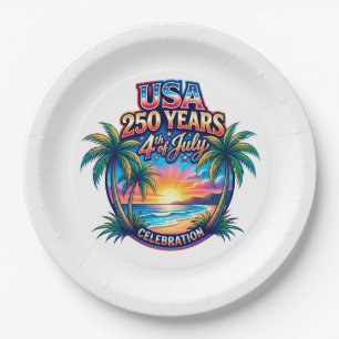 America 250th anniversary USA Palm Beach Paper Plate