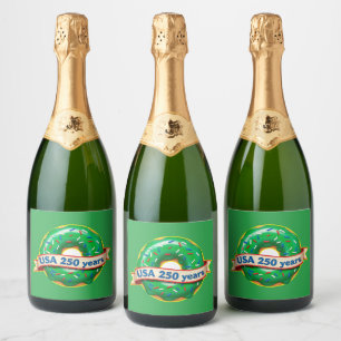 America 250th anniversary USA with sweet doughnut Sparkling Wine Label