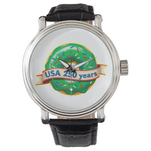 America 250th anniversary USA with sweet doughnut Watch